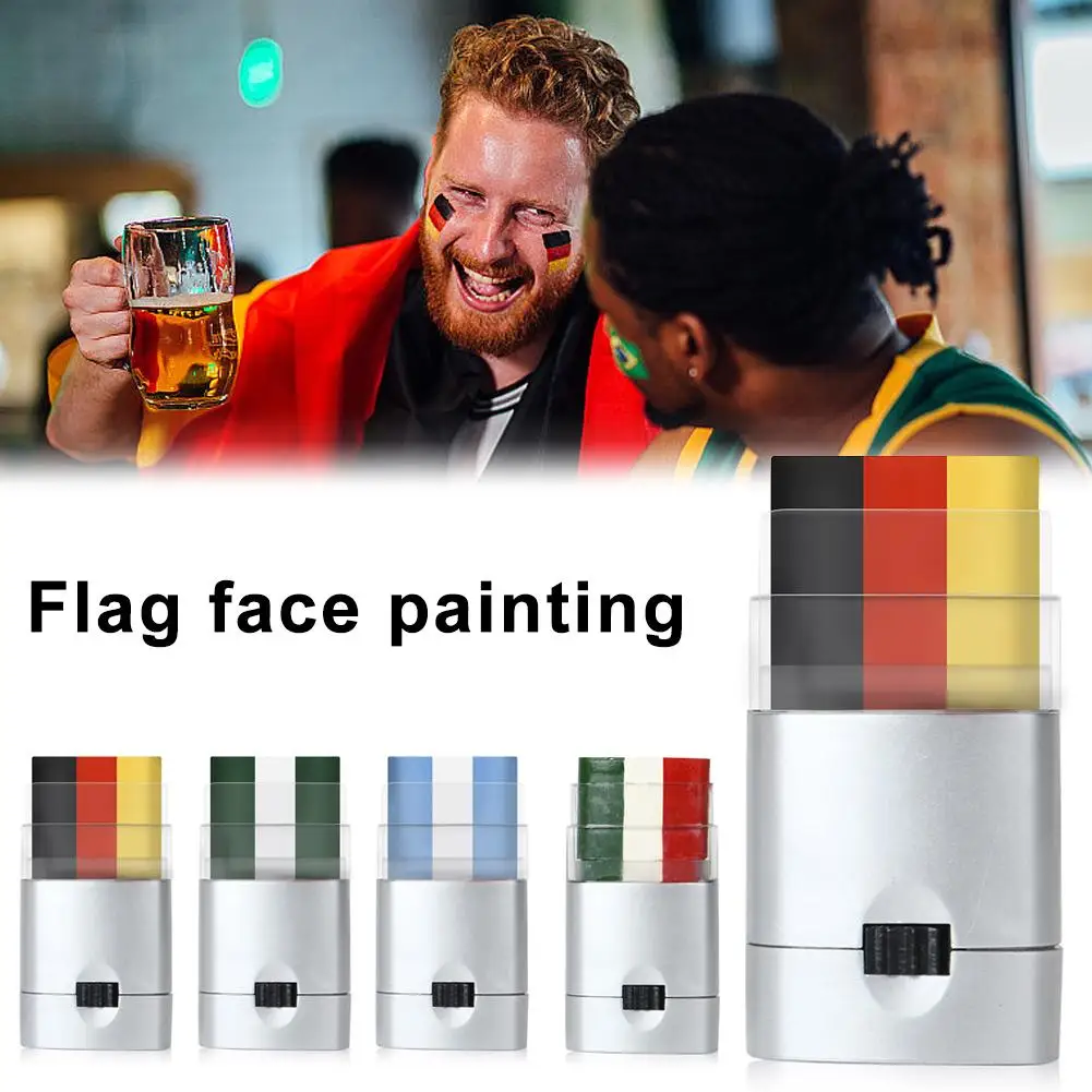 Country Flag Face Paint Stick Body Tattoo Gekleurd Pigment Pen Fluorescerend Krijt Wasbaar Volwassen Kinderfeest Gunsten Make-Up Voetbal