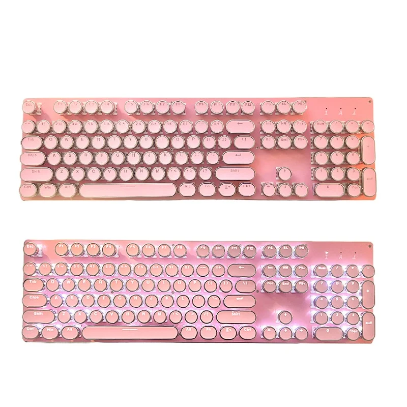 

Retro punk mechanical keyboard blue axis black axis e-sports office game keyboard wired girl powder