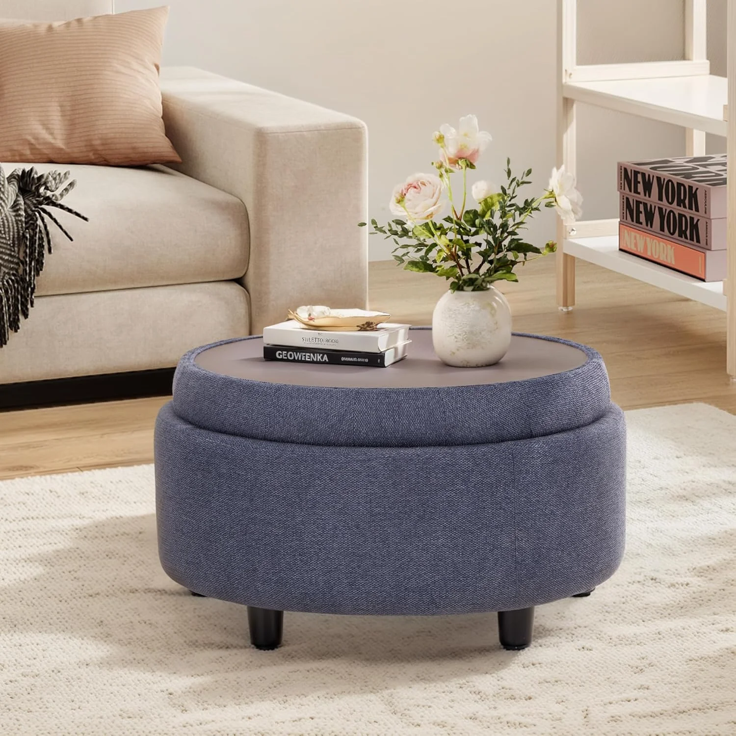 Reversible Tray Lid – Multi-Functional Footrest, Hidden Storage, Sturdy & Stylish Small Coffee Table for Living Room, Bedroom