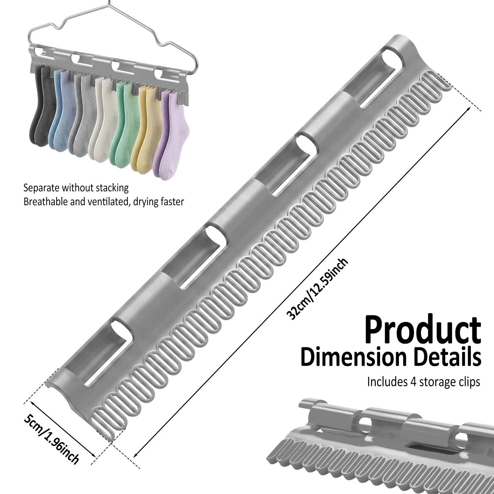 4Pcs Stockings Drying Clip Plastic Laundry Hanger Clip Versatile Clothes Drying Hanger for Hanging Towel Underwear Dishcloth