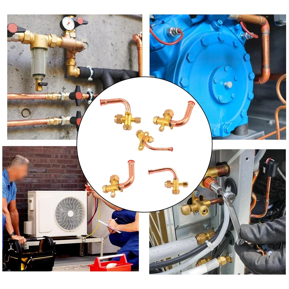 Air Conditioning Valve, Three-way Valve, Pressure Valve, Air Conditioning Valve Common Parts Brass Copper Straight Pipe Bend ﻿