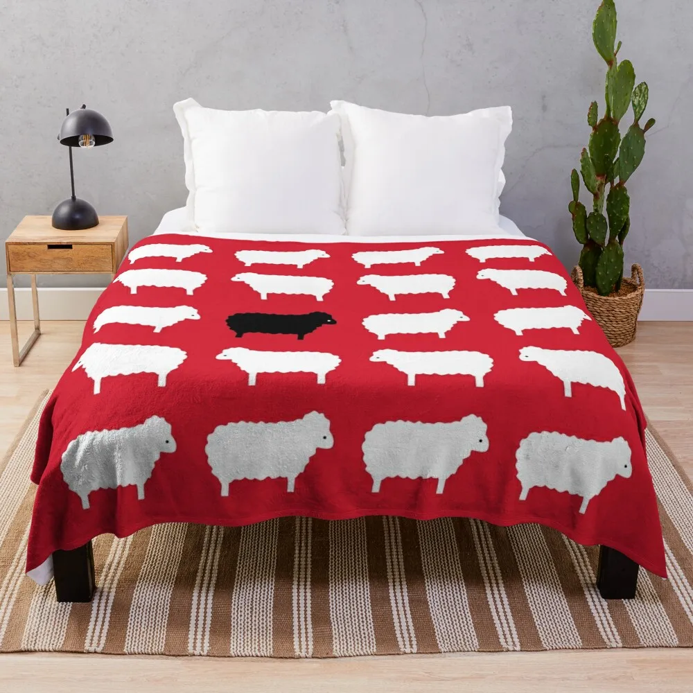 Black Sheep Sweater Pattern Throw Blanket Decorative Beds Quilt anime Blankets