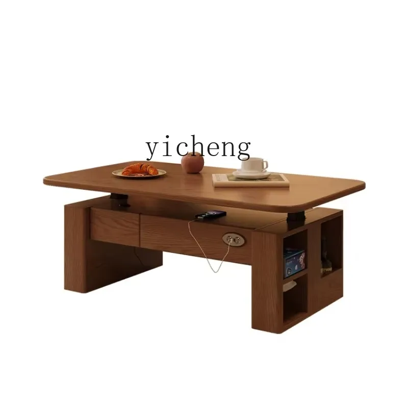 Solid Wood Intelligent Electric Lifting Coffee Table Dining Table Dual-purpose Multi-function Office Learning Computer Deskx24