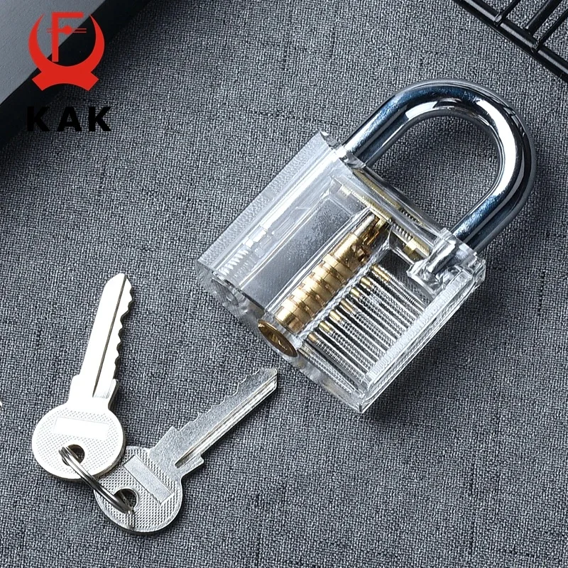 Transparent Practice Padlock with Keys 80x50mm DIY Visible Lock Pick Tools Cutaway Practice Padlock Training Locksmith Tool