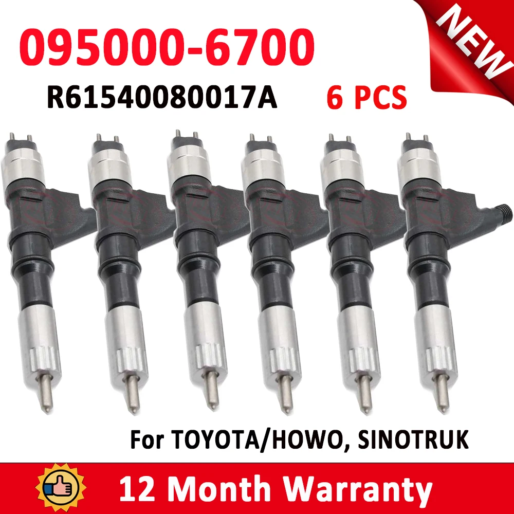 ORLTL 6 PCS Common Rail Injector 095000-6700 095000-6701 Diesel Nozzle 095000-6702 9709500-670 for SINOTRUK HOWO R61540080017A