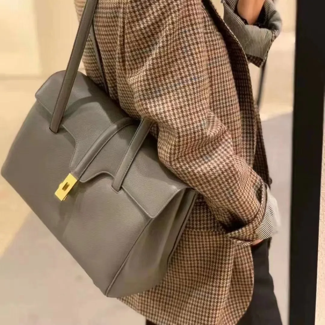 

Shopping Bag Liu Wen Same Style One Shoulder Handbag Underarm Bag Large Capacity Genuine Leather Women'S Bag Mommy Commuting Tot