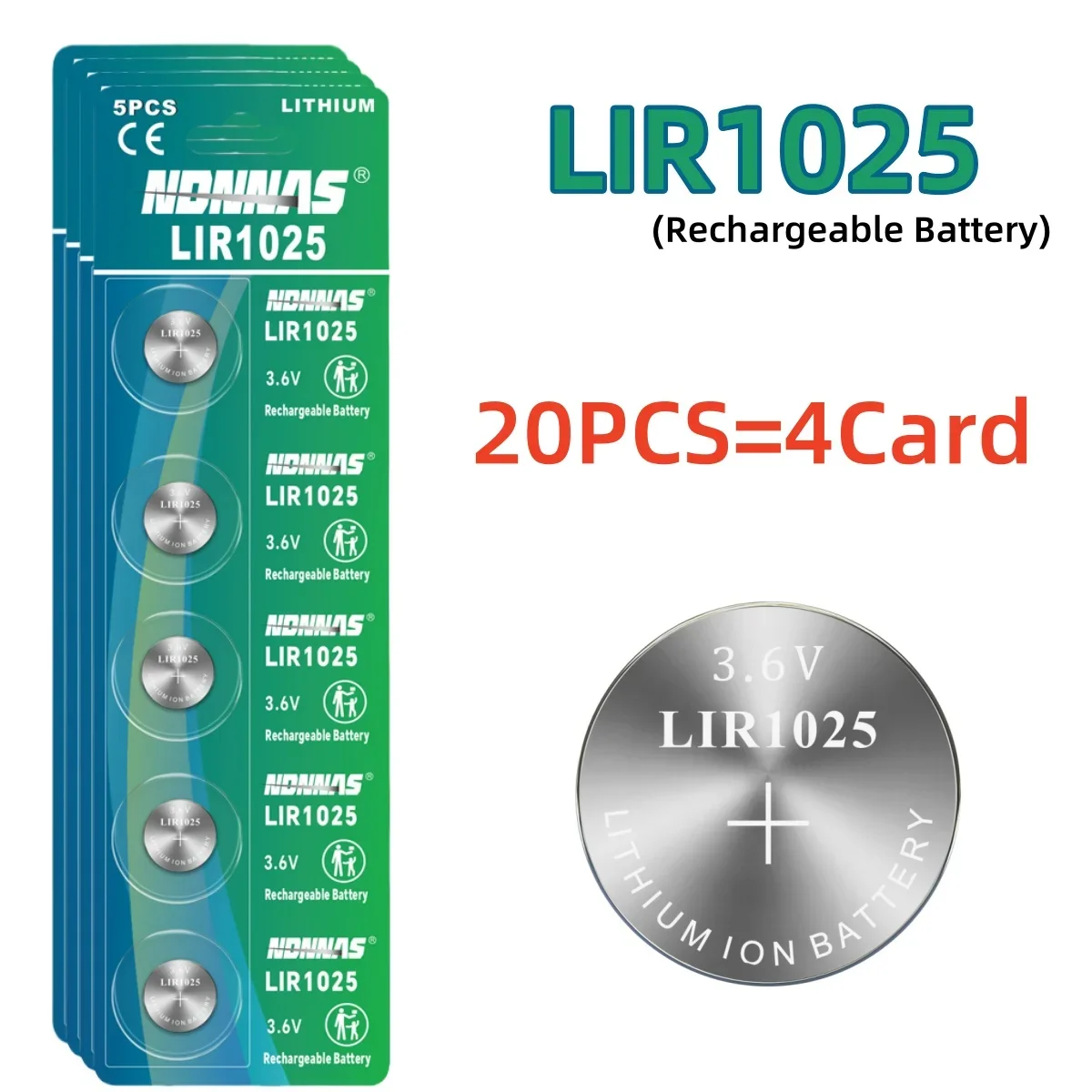 5-60PCS LIR1025 3.6V Rechargeable Lithium Rechargeable Battery Replace CR1025 For Watc Remote Camera Control Calculatorl Clock