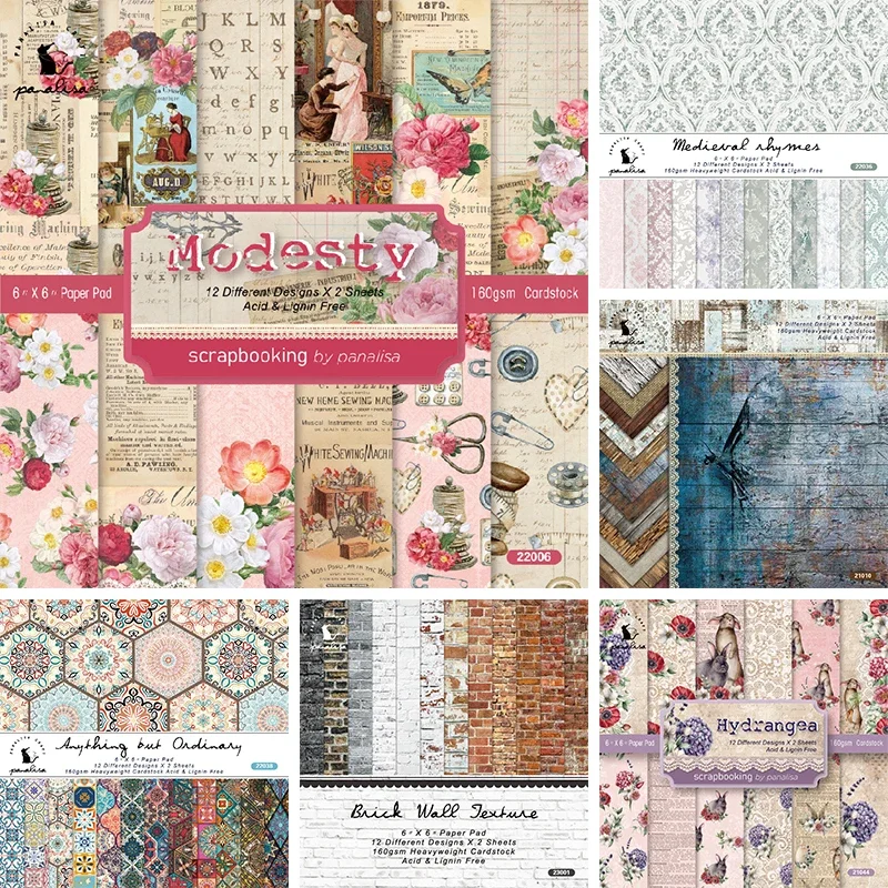 12 Sheets Various Styles of Decorative Paper Scrapbooking DIY Handbook Diary Memo Beautify Scrapbook Decoration Craft Supplies