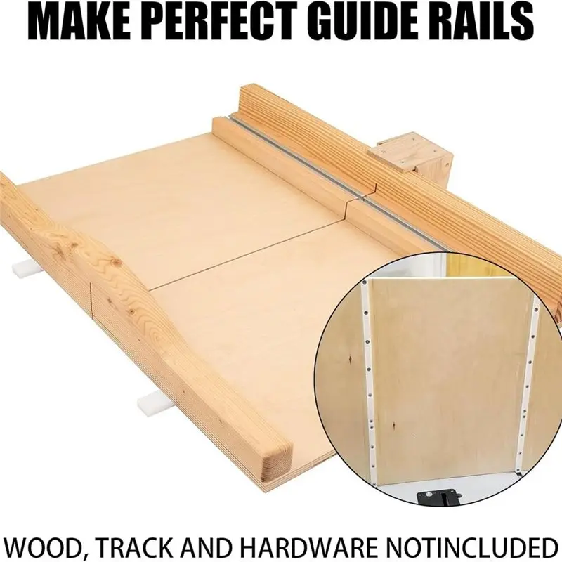 Prowadnice do rowków ukośnych BYBS, 4 sztuki, do prowadzenia naślizgu do piły stołowej - listwa ukośna UHMW z wstępnie nawierconymi otworami i śrubami, idealna do szyn U