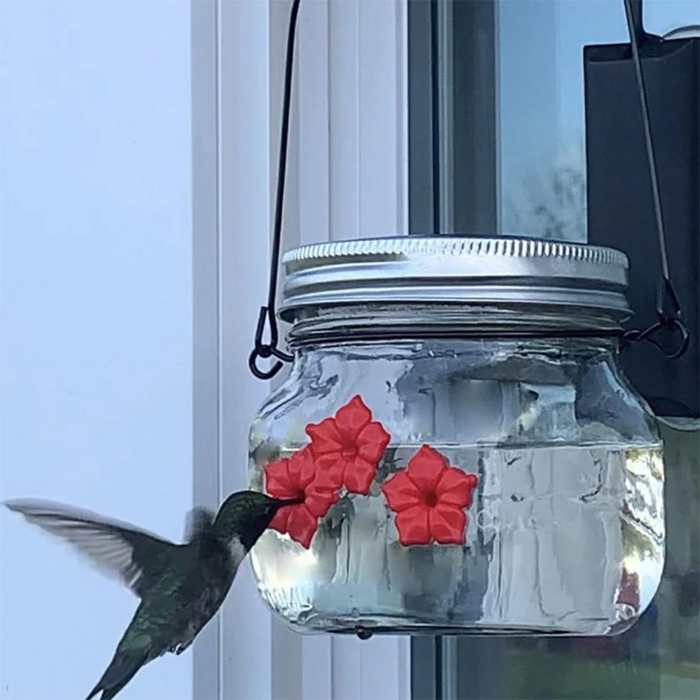 Outdoor Hanging Plastic Bird Feeder With Transparent Window And 3 Feeding Ports Hummingbird Feeder For Backyard