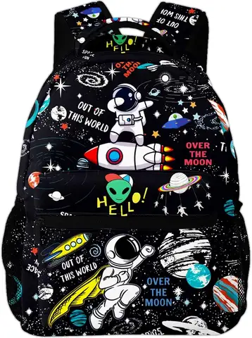Space Astronaut Rocket School Backpack for Boys Kids Girls Adjustable Strap 16 inch School BookBag Outdoor Daypack Gifts
