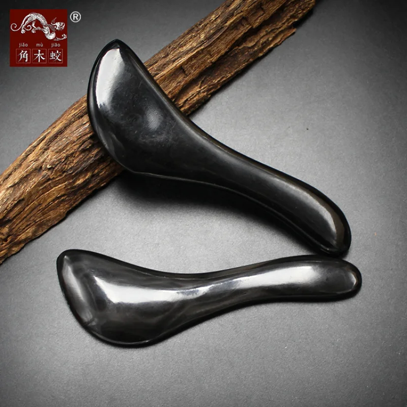 Black buffalo horn gua sha board, massage beauty tool, eye scraper