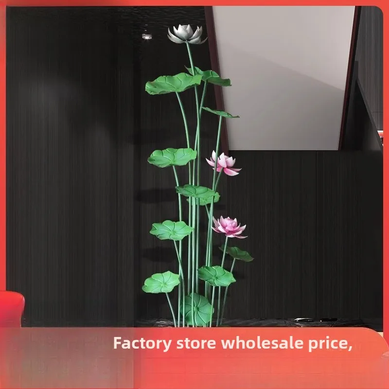 LYY  metal lotus leaf tree combination floor ornament entrance wrought iron lotus ornament landscape