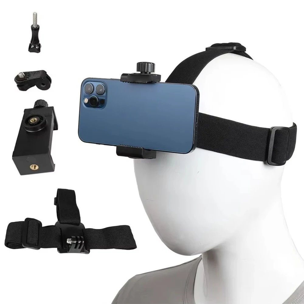 Criativo cabeça-montado bandana suporte ajustável transmissão ao vivo suporte do telefone móvel primeira pessoa perspectiva suporte fixo presente