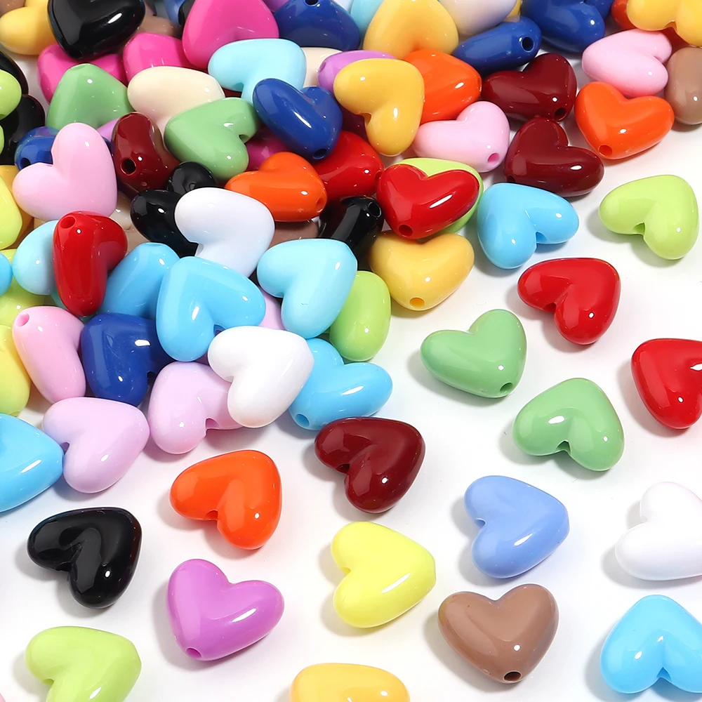 17 mm, 50 Stück, einfarbig, Liebesherz, lose Abstandsperlen, Acrylperlen für die Dekoration, DIY, handgefertigtes Kunsthandwerk, Zubehör – Detail 4