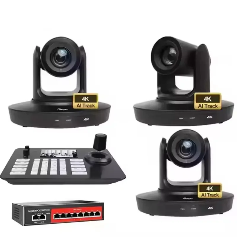 

1198 USD Бесплатная доставка, комплект трансляции G430 = 3 шт. 4K 30X PTZ-конференция hd Mi Lan Usb Poe AI Track + контроллер + переключатель Poe