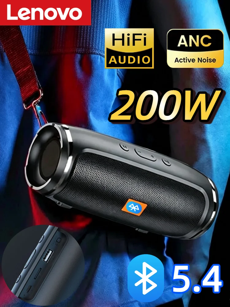 Przenośne głośniki bezprzewodowe Lenovo TF USB FM Bluetooth 5.4, podwójne głośniki, odtwarzanie stereo, funkcja transmisji głosu, głośnik subwooferowy, nowy model. — zdjęcie produktu 7