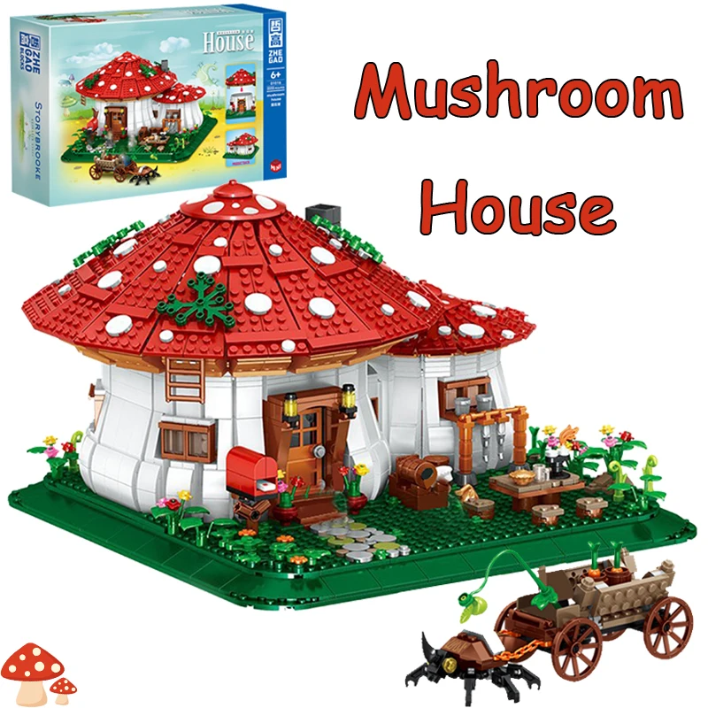 

2233PCS Fairy Tale Mushroom House Building Blocks Village Architecture Street View Micro Assemble Bricks Story Toys Girl Gifts