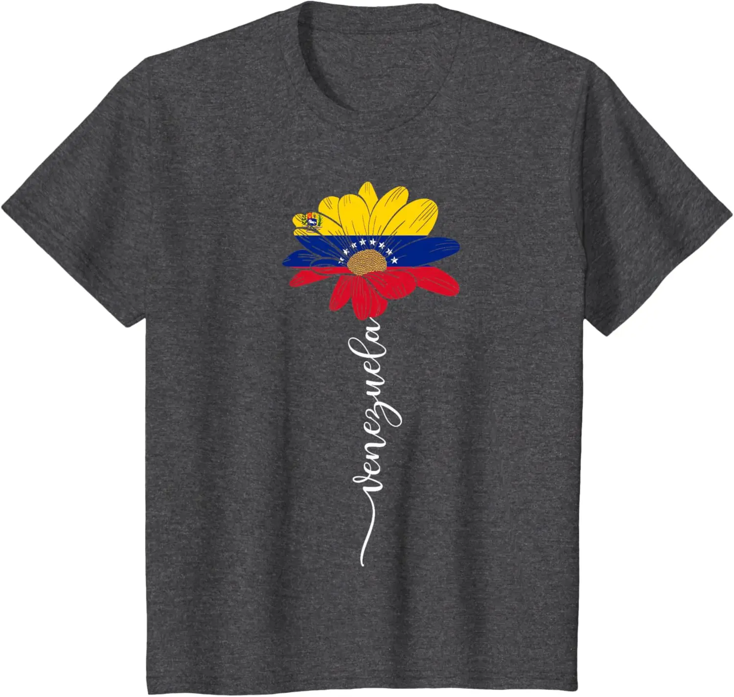 فنزويلا العلم عباد الشمس خمر القطن قصير الأكمام تي شيرت الصيف عارضة عاشق الوطنية هدية مريحة للرجال النساء للجنسين #3