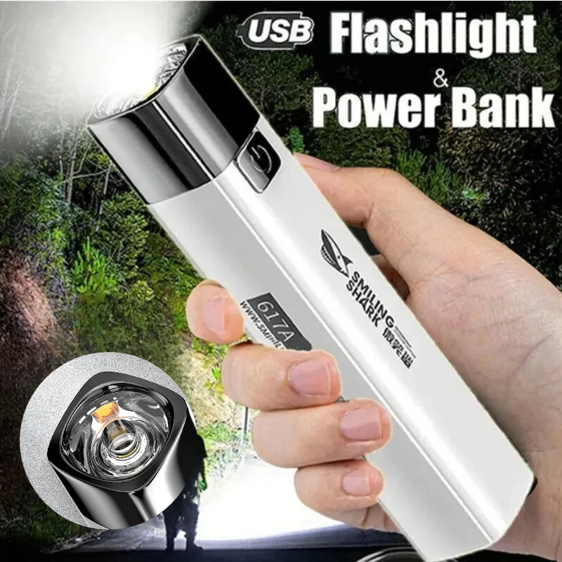 

Mini Portable Flashlight Power Bank LED USB Rechargeable 2 in 1 Portable Torch Waterproof Home Outdoor Camping Walking Torch