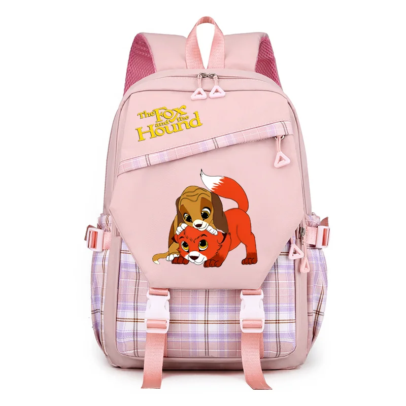 Disney Fox and Hound Backpack for Girl Boy Student Teenager Children Rucksack Women Cute Casual School Bags