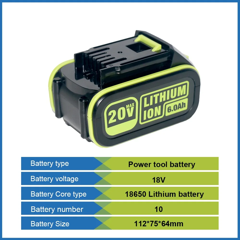 For Worx 18V 20V 6Ah 5Ah lithium battery FOR WORX 18V 20V WA3016 WA3023 WA3054 WA3027 WA3406 WU279 WU294 WU362 WU388 WU629 WU808