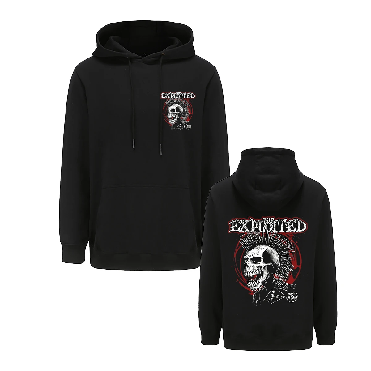 Rock Band The Exploited Hoodie Mens Fashion Skull Printed Pullovers Tops Harajuku Streetwear Hip Hop Oversized Zipper Hoodie