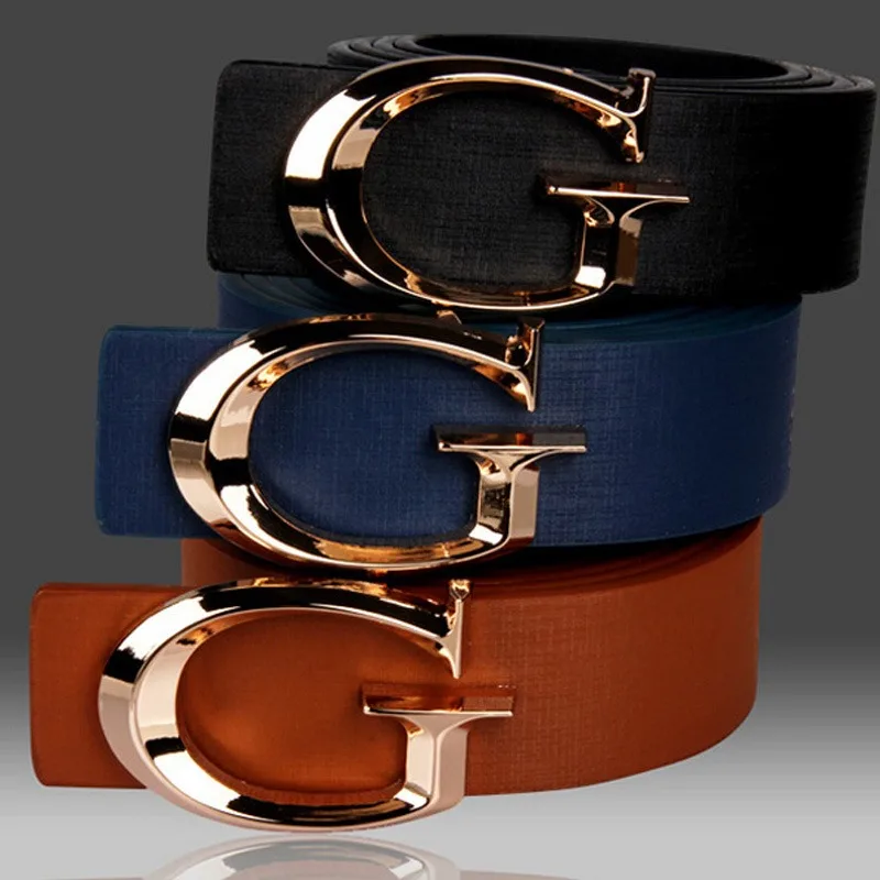 New Leisure Fashion Belt Korean Version Men's and Women's Gold Buckle Belt Versatile Trend Light Luxury C-shaped Buckle Belt
