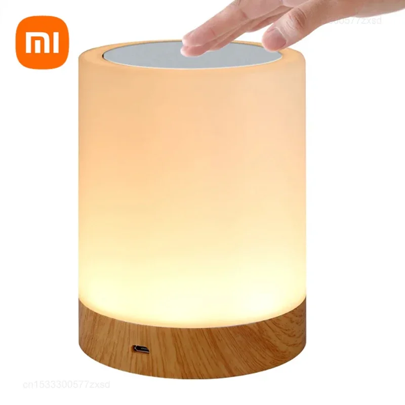 Xiaomi 7 Color Changing Night Light Touch Dimmable Lamp Portable Table Bedside Led Rechargeable Color Protection Bedroom Light