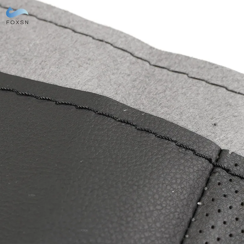 Black-Threads Microfiber Leather Cover For Hyundai Elantra 2008 2009 2010 DIY Hand Stitched Car Interior Steering Wheel Trim
