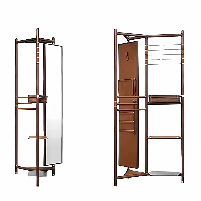 Italian minimalist walnut coat rack high-end home creative cloakroom storage floor-to-ceiling multi-functional rack