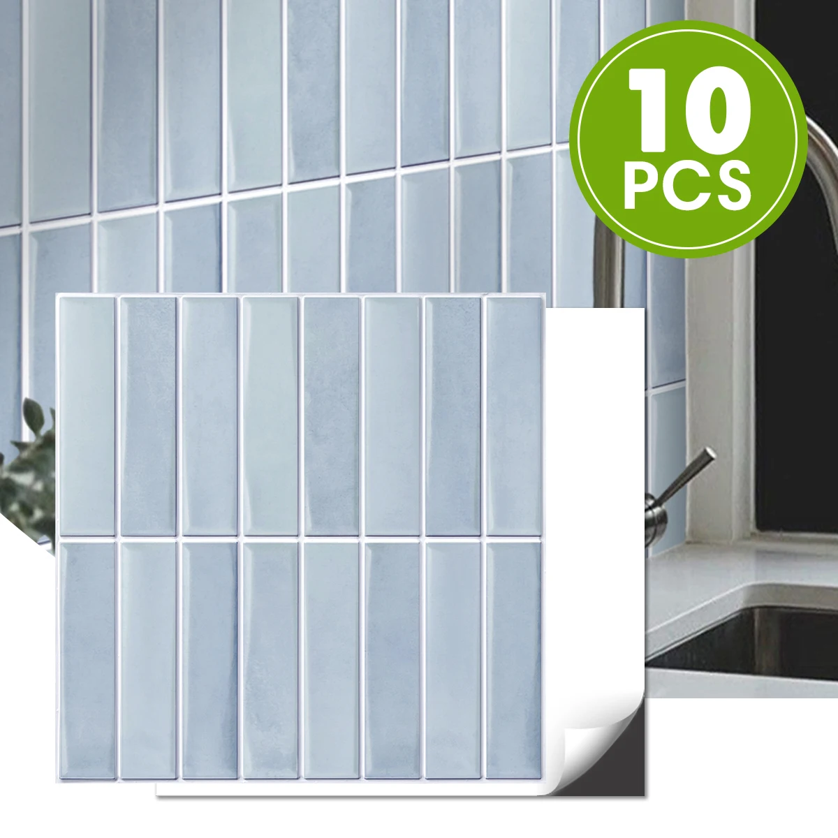 Commomy 10 Pcs Matte Peel and Stick Tiles, 3D Wall Stickers Waterproof, Backsplash Tile Stickers, Bathroom Wall Decor