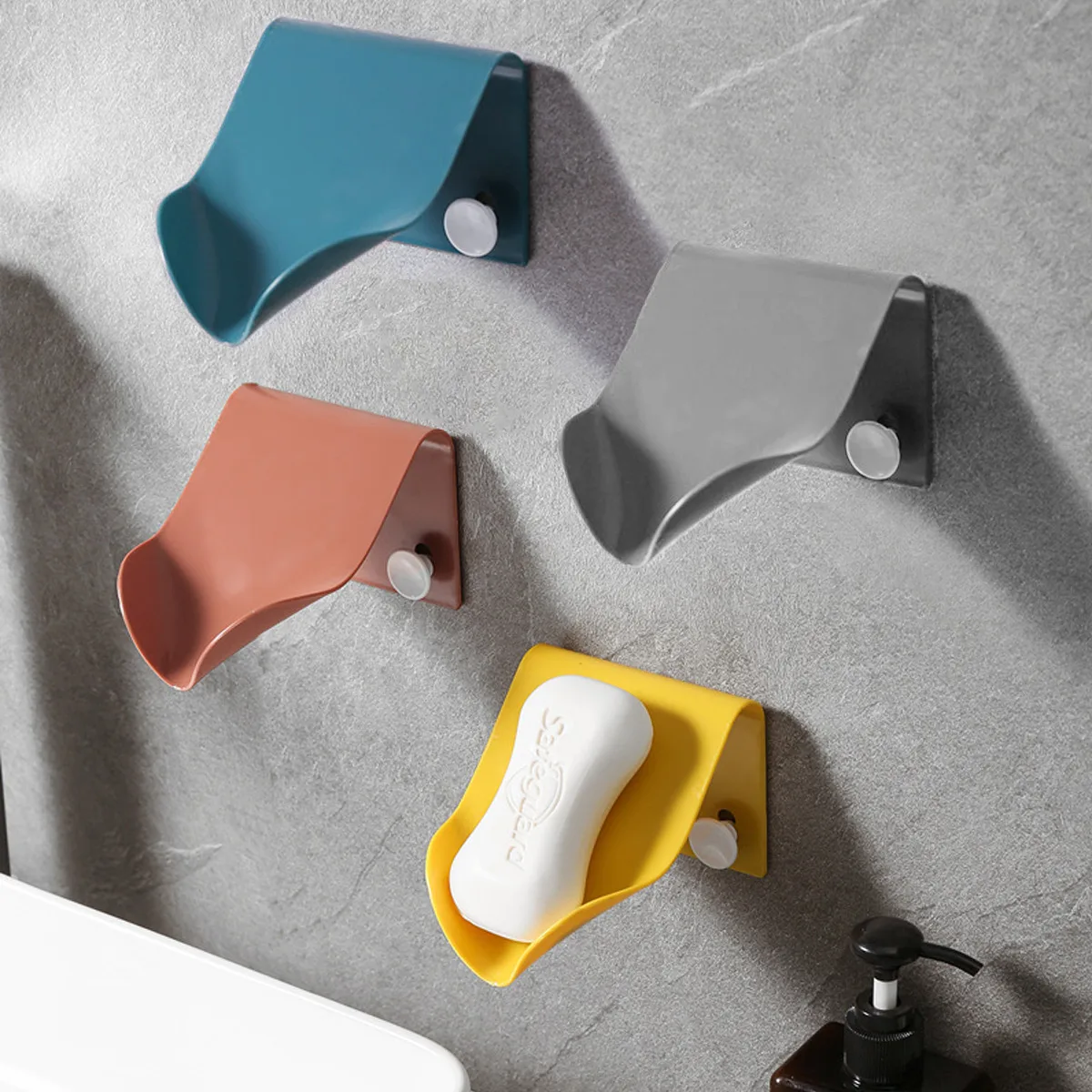 1Pc Soap Holder Bathr With Drain Wall Mounted Self Adhesive Plastic Supplies#oom Shower Dish Plates Storage Box