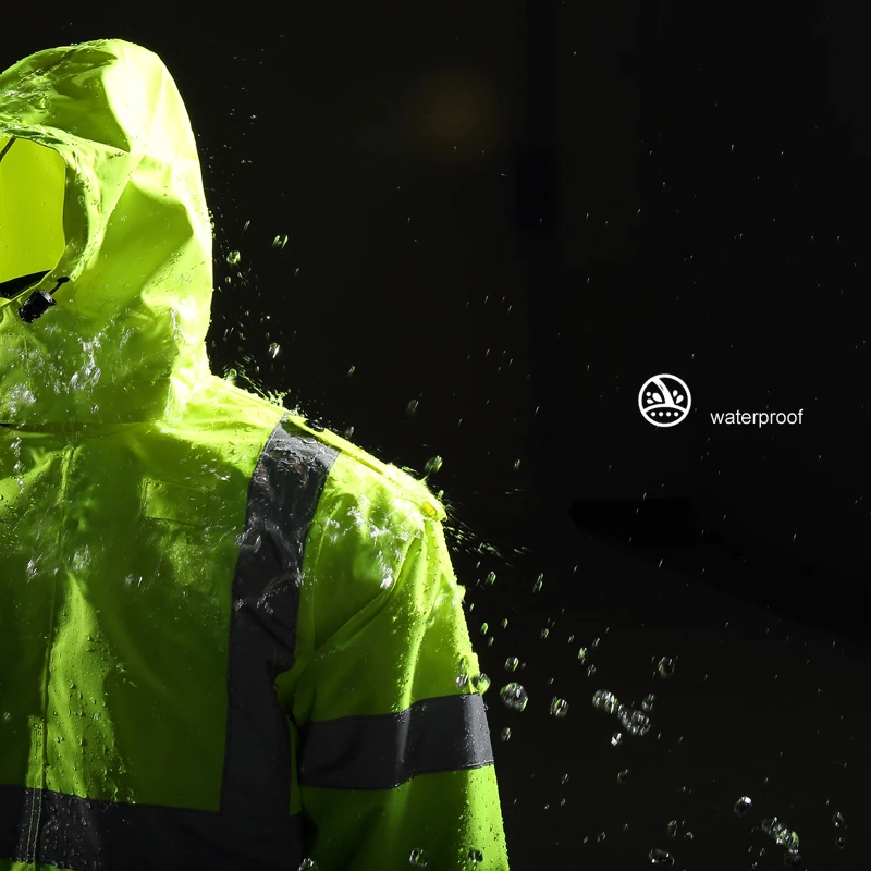 Imagem -05 - Vis-impermeável Parka Windbreaker em Workwear Rain Coat Jaqueta de Segurança Reflexiva com Algodão Linner oi