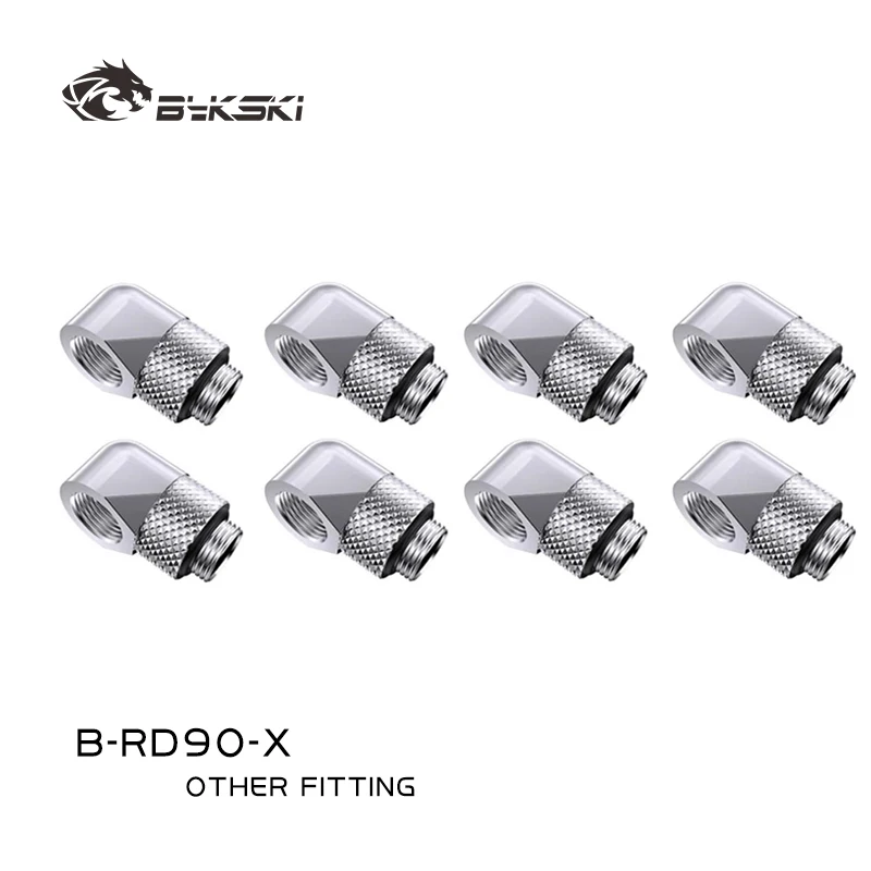 BYKSKI 4/6/8 szt. Adaptery obrotowe 90 stopni, obrotowe o 90 stopni złącza do chłodzenia wodnego, gwint G1/4'' B-RD90-X — zdjęcie produktu 2