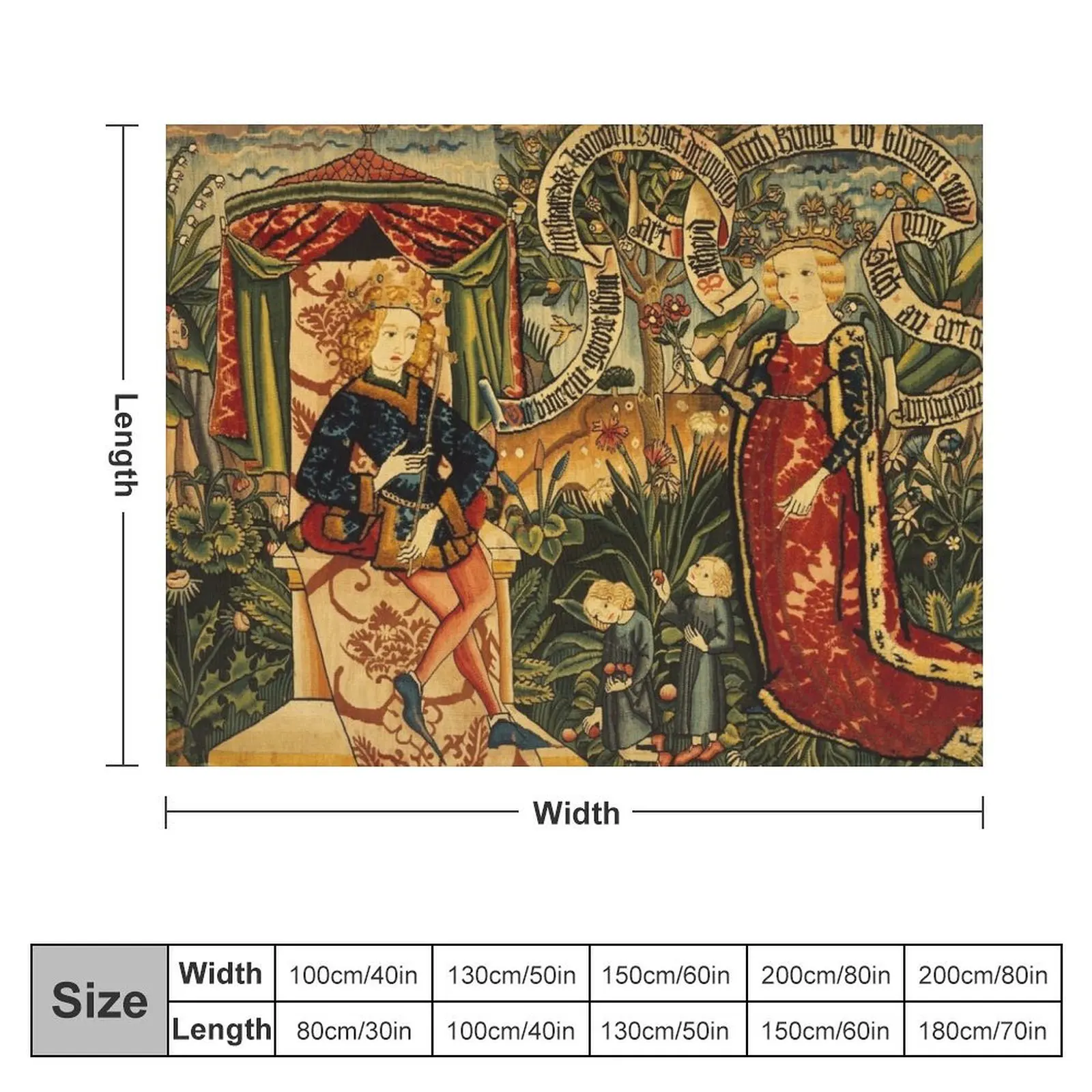 Two Riddles of the Queen of Sheba, Medieval Tapestry Throw Blanket Blankets Sofas Of Decoration Plush Blankets