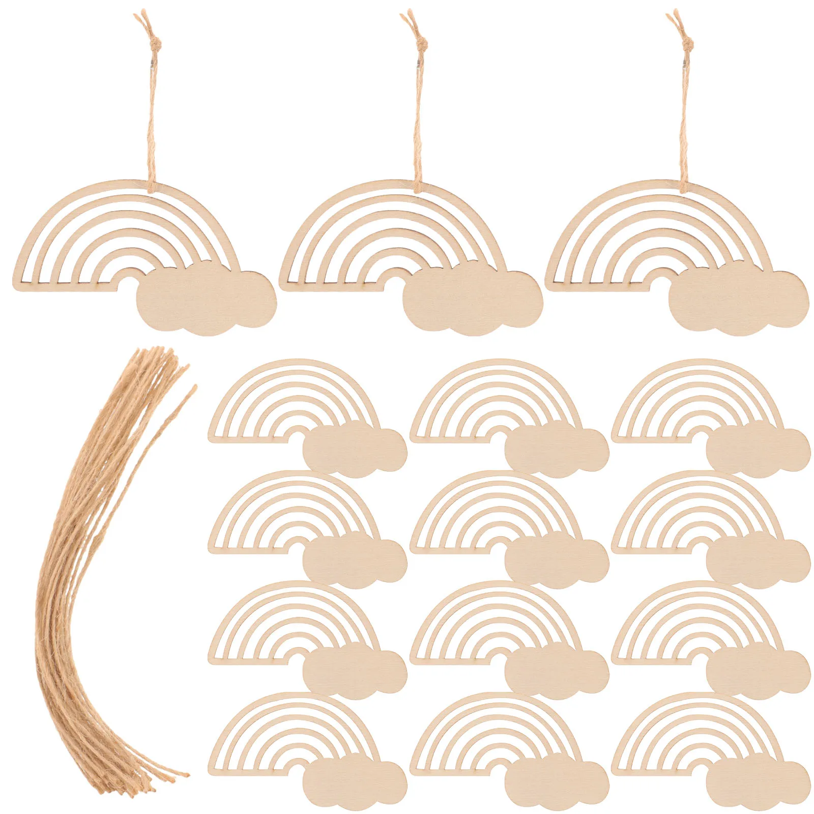 

30pcs Rainbow Shape Wooden Cutouts Diy Slices Crafts Painting Unfinished Wood Chips Home Decoration Gift Tags Natural Wood