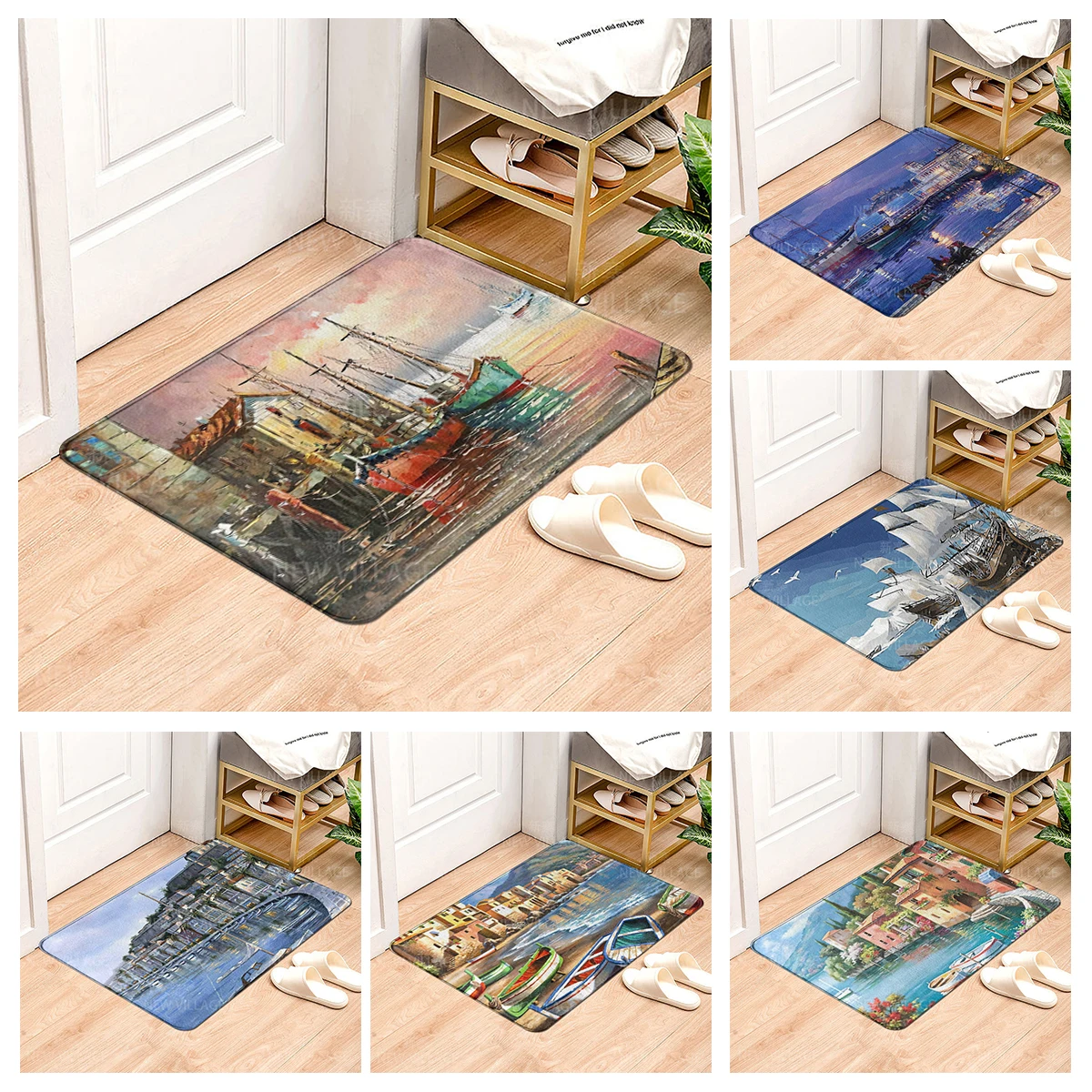 House entrance carpet Home doormat Animal oil painting style Room Foot mat bathroom non-slip mat Kitchen water absorption mat