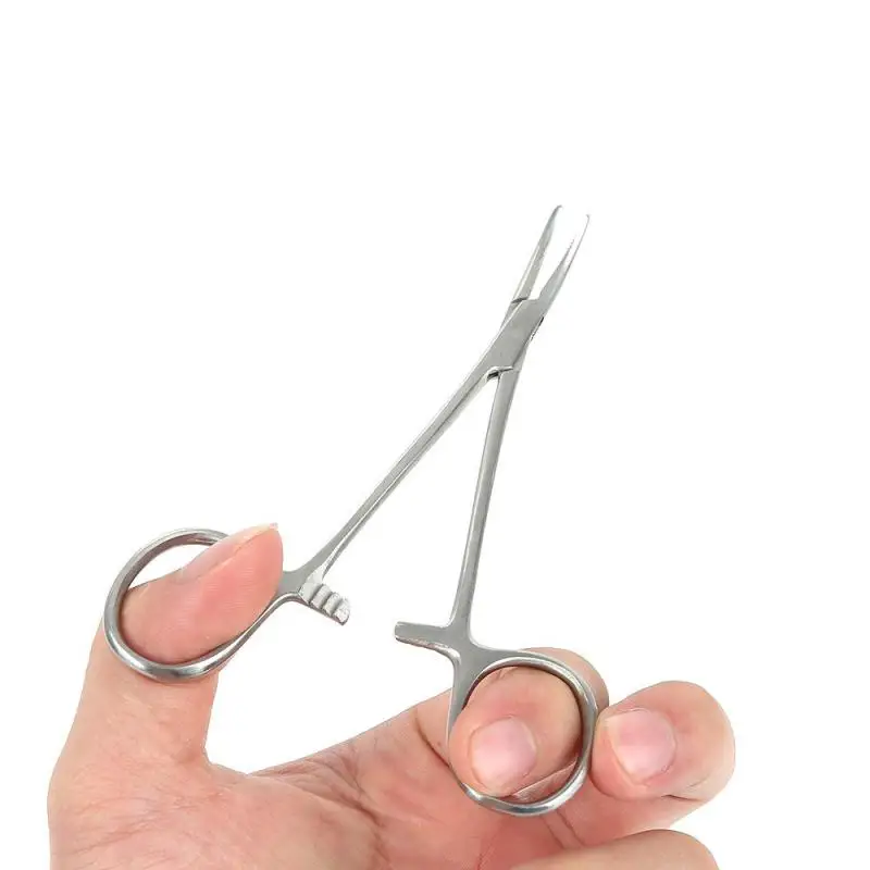 1pc Outdoor Stainless Steel Hemostatic Forceps Forceps Tool Hemostat Locking Clamps Forceps Fishing Pliers Curved/Strai