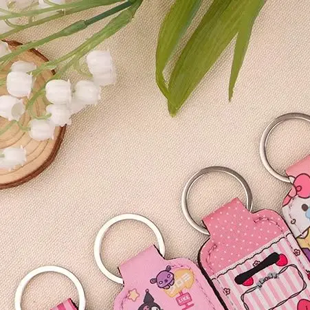 

Anime Sanrio Lipstick Holder Keychain Portable Lipstick Cases Cover Balm Holders Keyring Gifts For Girls