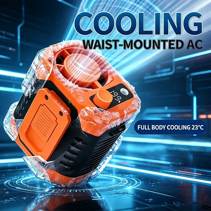 High-speed Waist Fan Outdoor Fan Portable Waist Hanging Neck Strong Dual Air Vents Fans for Travel Sports Courier Outdoor Work