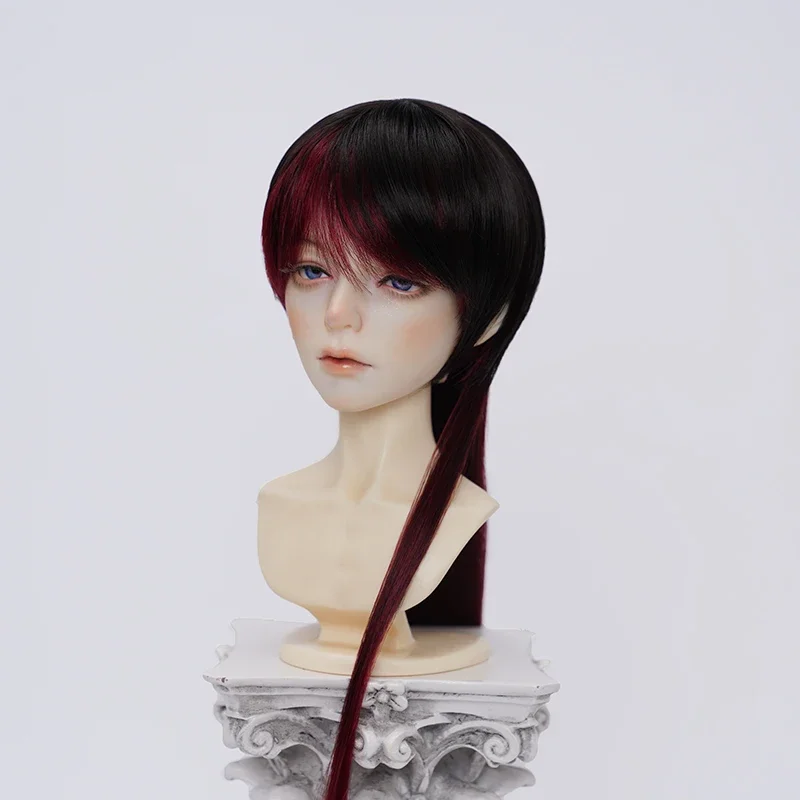 Doll's Wig for 1/3 1/4 1/6 Bjd Doll Soft Silk Long Wolf Tail Splicing Colors Hair Dress Up Play House Doll Accessories, No Doll