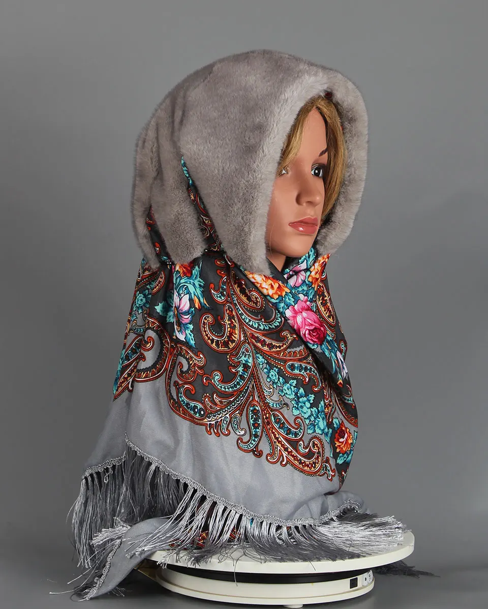 Faux Nerz Pelz Kapuze Hut für Frauen Winter Warm Luxus Full Pelt Faux Nerz Pelz Schal Hut Stilvolle Modische Weibliche Outdoor Headsca – Detail 14