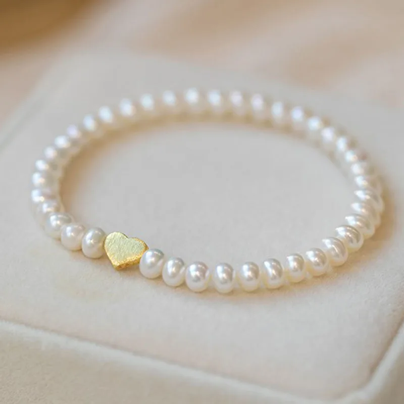 Sterling Silver 925 White Natural Freshwater Pearl Bracelet Pearl Bracelet Women's Jewelry