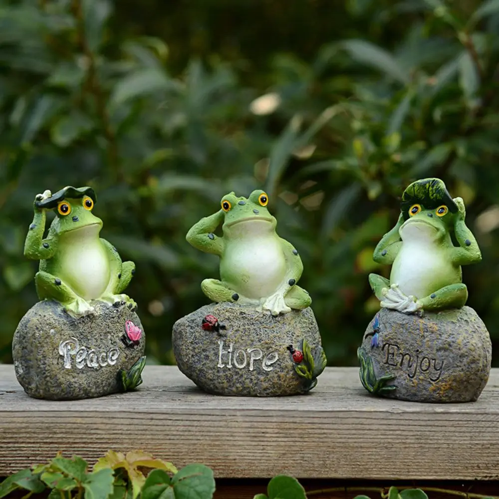 3D Frog Figurine Creative Resin Statue Home Garden Frog Decor Fish Tank Terrarium Landscape Decoration