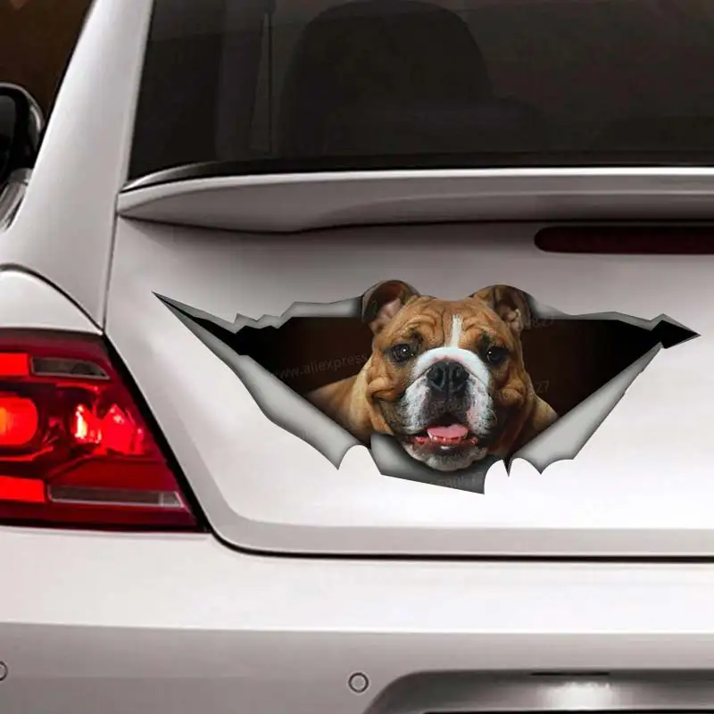 

Bulldog Pet Dog Car sticker Waterproof Vinyl Decal on Bumper Rear Window Laptop Self-adhesive Decal For Car Accessories SH24