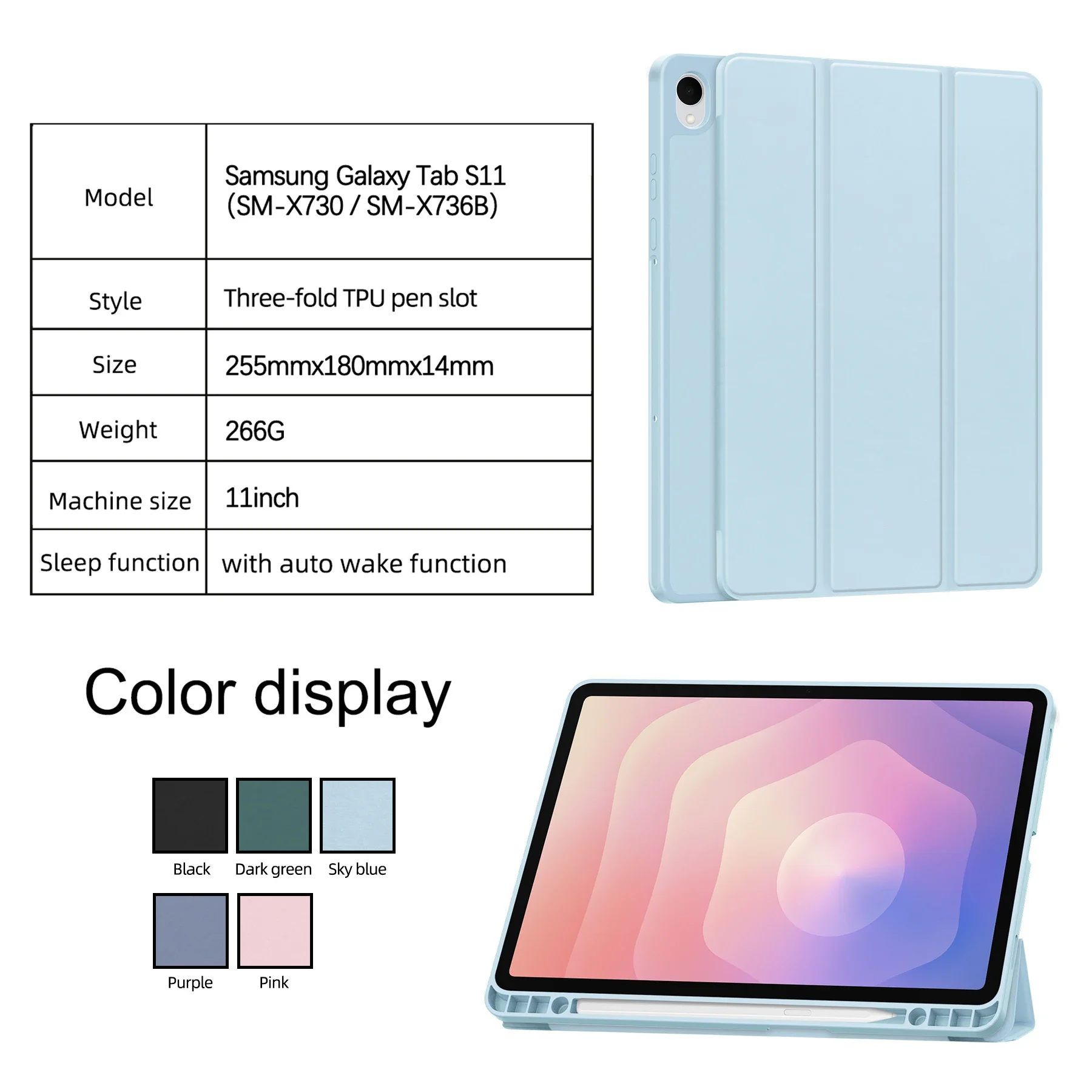 

Magnetic Case For Samsung Galaxy Tab S11 11 inch 2025 with Pencil Holder Funda 5G SM-X730/SM-X736 11" Wake Stand Tablet Cover