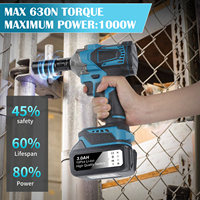 6700RPM 630N.m Torque Brushless Electric Impact Wrench 1/2 Inch Cordless Wrench Screwdriver Power Tool 4-Speed Adjustable