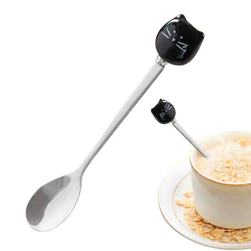 Cat Stirring Spoons Elegant Cat Spoon Coffee Spoon Cup Teaspoons Funny Tea Spoon for Smooth Ice Cream Dessert Spoon Coffee