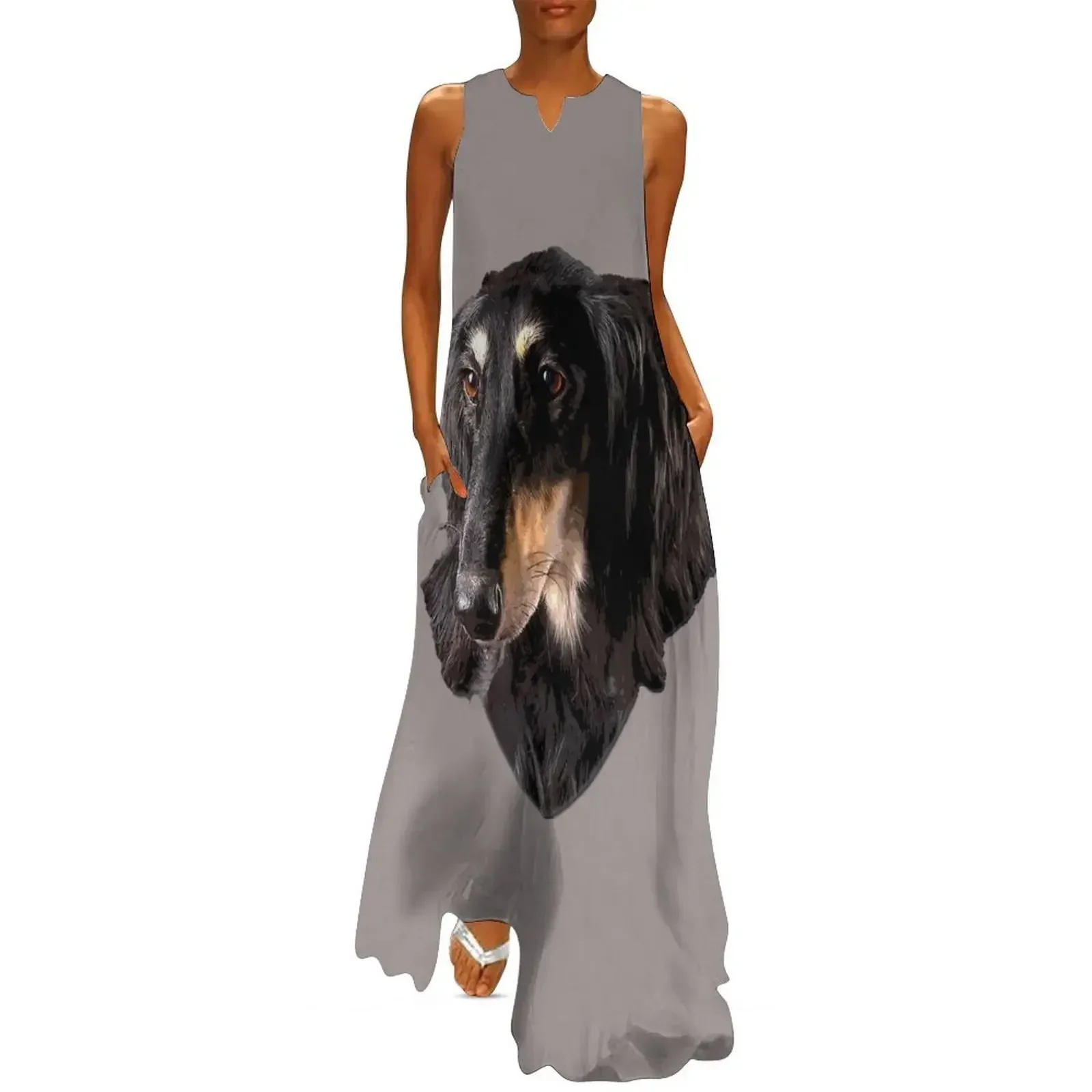 

Saluki Dog Long Dress summer women's suit Dresses for wedding party elegant chic women dresses promotion Dress